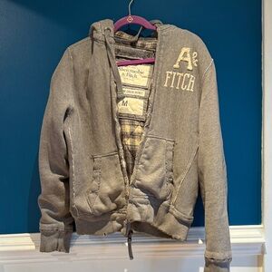 Vintage Abercrombie & Fitch Heather Gray Zip-Up Jacket circa 98-02